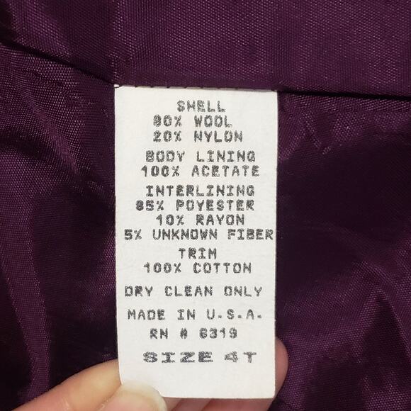 Vtg Rothschild Girl Wool Victorian Capelet Coat Wine Purple Sz 4T Holiday Church - Picture 7 of 16